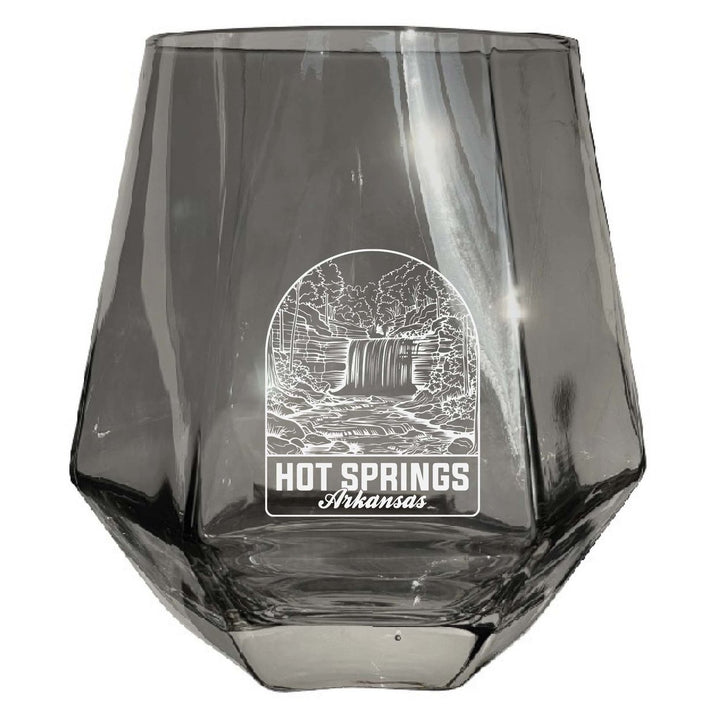 Hot Springs Arkansas Souvenir Stemless Diamond Wine Glass Engraved 15 oz Image 1