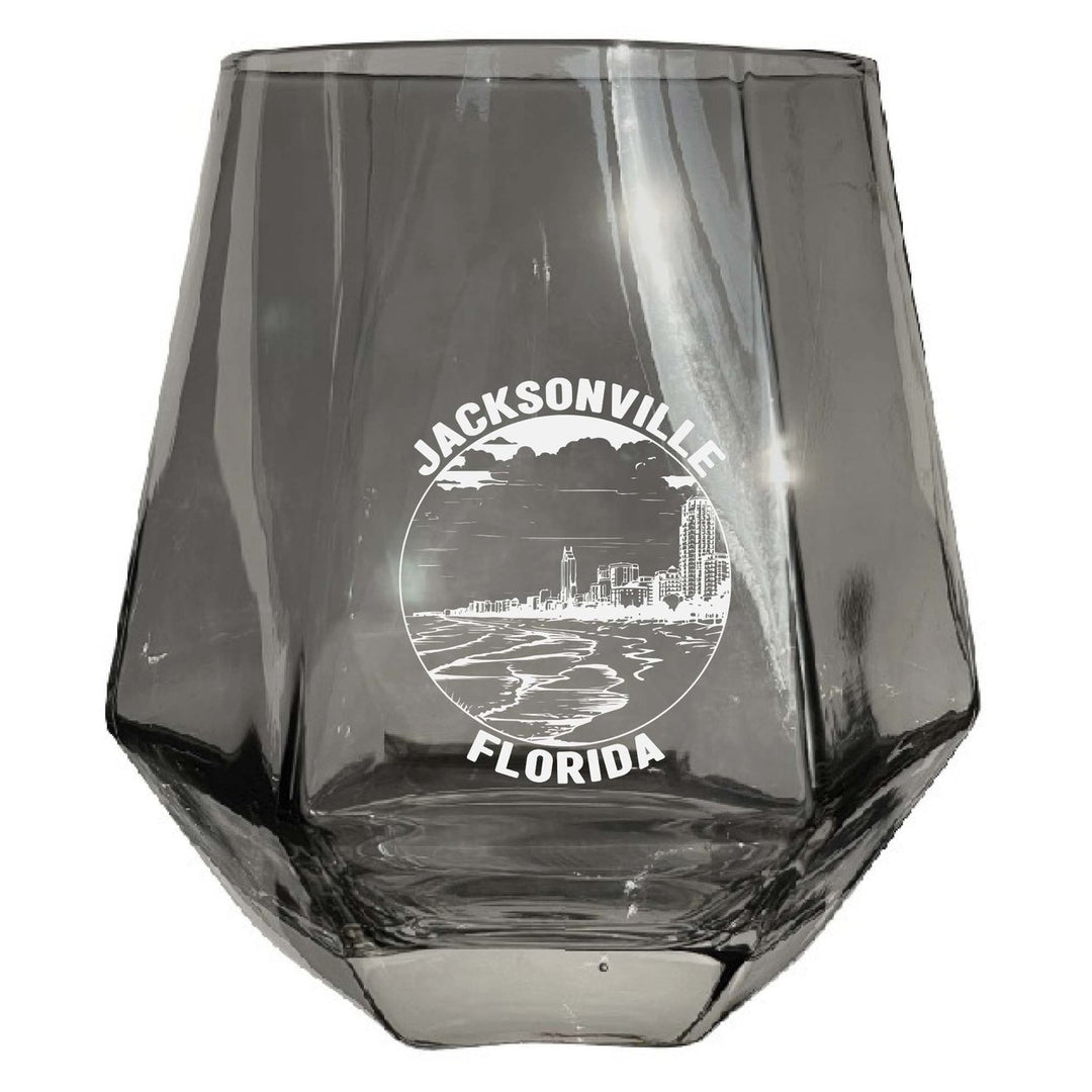 Jacksonville Florida Souvenir Stemless Diamond Wine Glass Engraved 15 oz Image 2