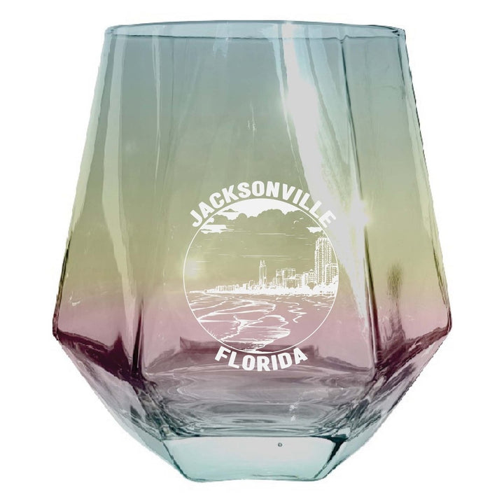 Jacksonville Florida Souvenir Stemless Diamond Wine Glass Engraved 15 oz Image 3