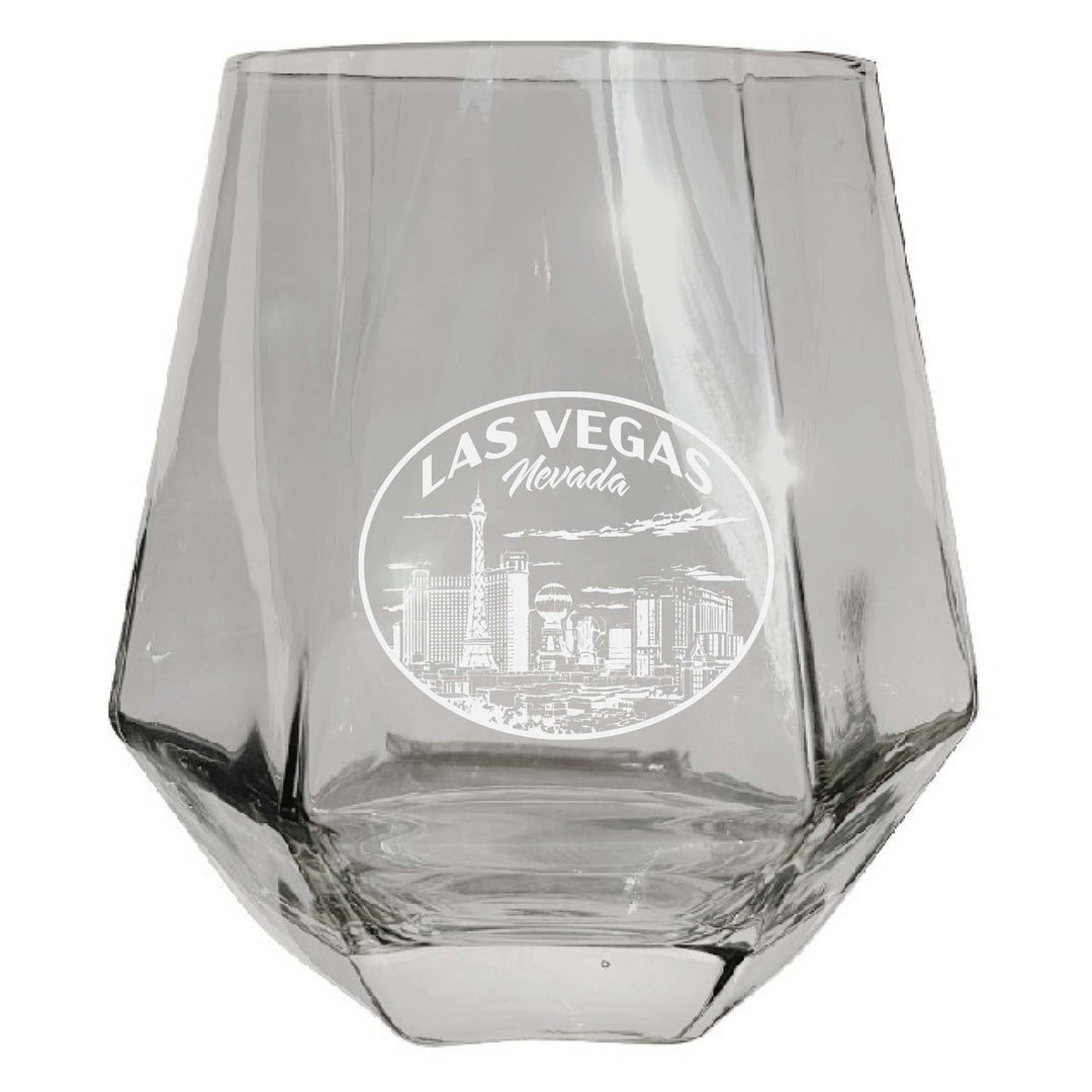 Las Vegas Nevada Souvenir Stemless Diamond Wine Glass Engraved 15 oz Image 1