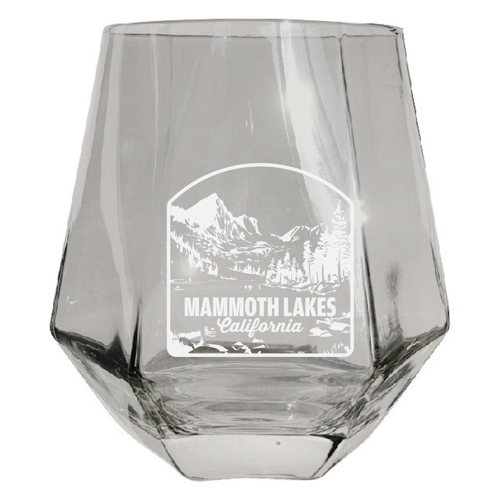 Mammoth Lakes California Souvenir Stemless Diamond Wine Glass Engraved 15 oz Image 2