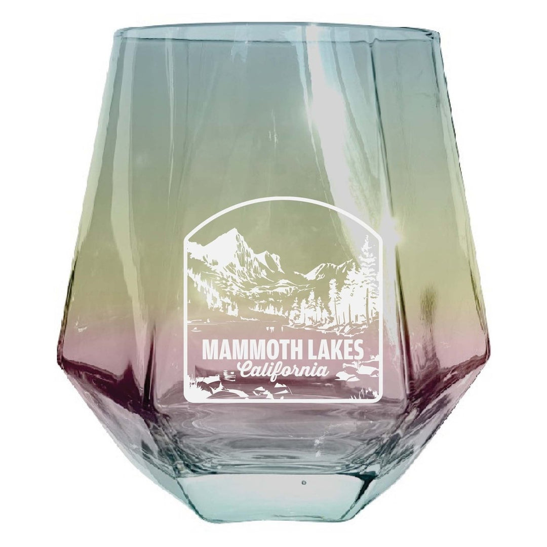 Mammoth Lakes California Souvenir Stemless Diamond Wine Glass Engraved 15 oz Image 1