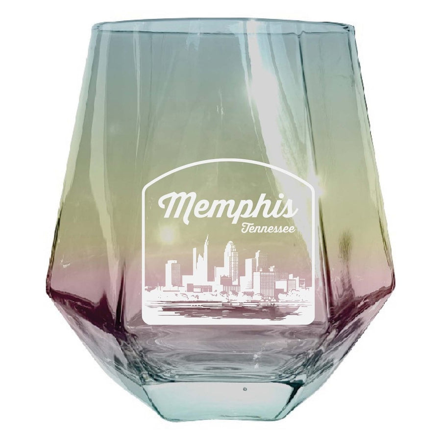 Memphis Tennessee Souvenir Stemless Diamond Wine Glass Engraved 15 oz Image 1