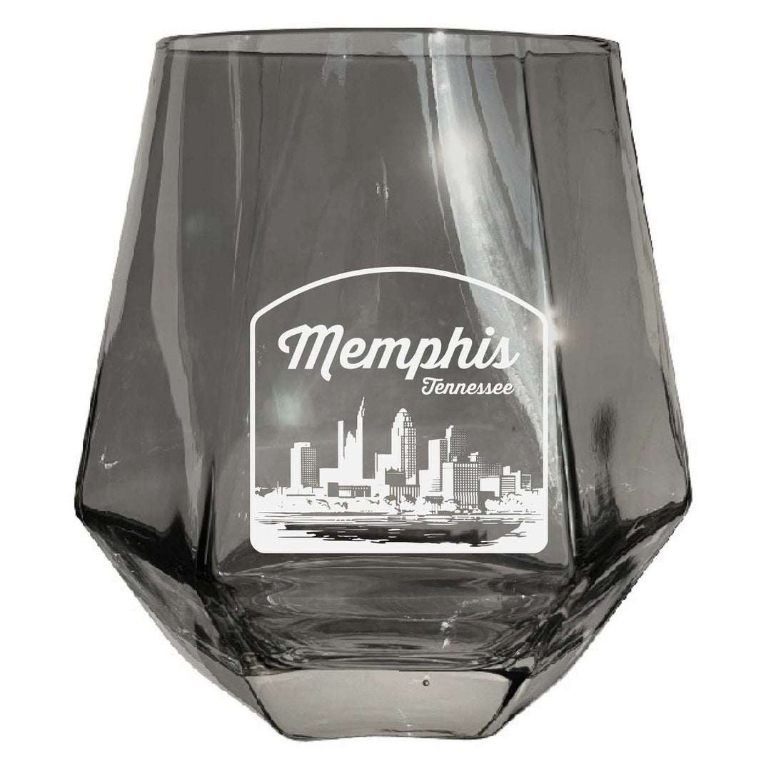 Memphis Tennessee Souvenir Stemless Diamond Wine Glass Engraved 15 oz Image 1