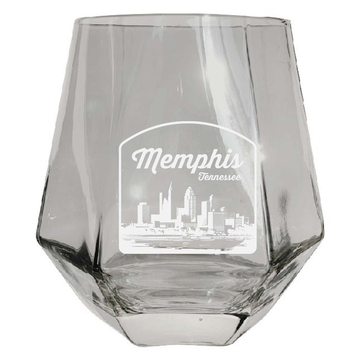 Memphis Tennessee Souvenir Stemless Diamond Wine Glass Engraved 15 oz Image 3