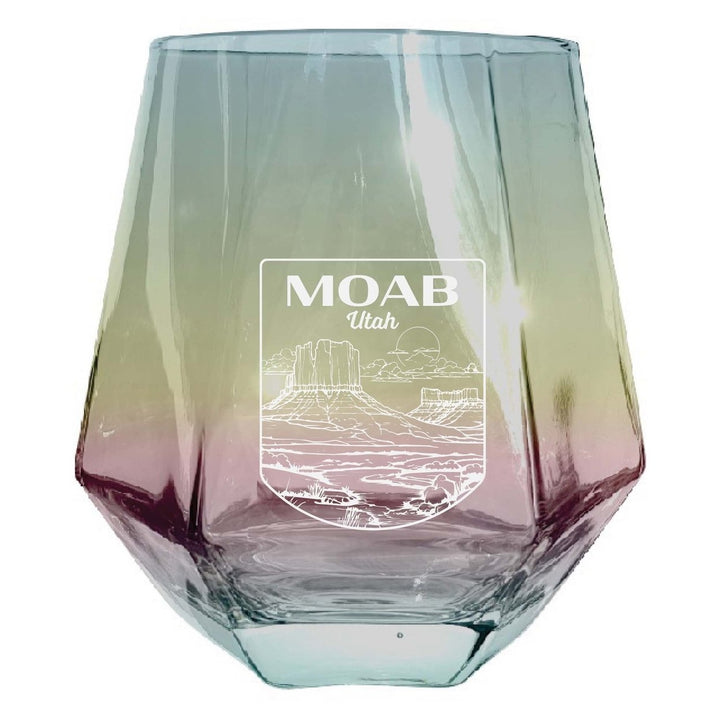 Moab Utah Souvenir Stemless Diamond Wine Glass Engraved 15 oz Image 2