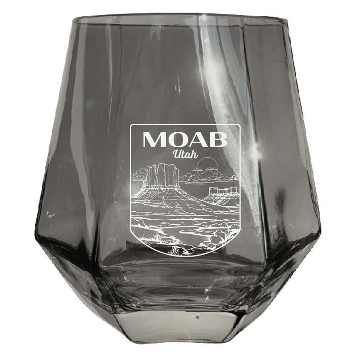 Moab Utah Souvenir Stemless Diamond Wine Glass Engraved 15 oz Image 3