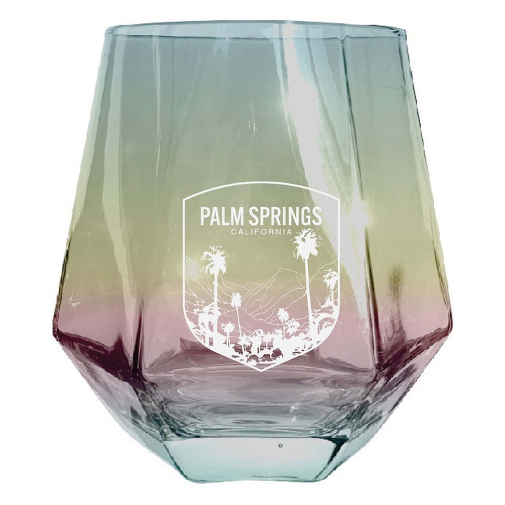 Palm Springs California Souvenir Stemless Diamond Wine Glass Engraved 15 oz Image 1