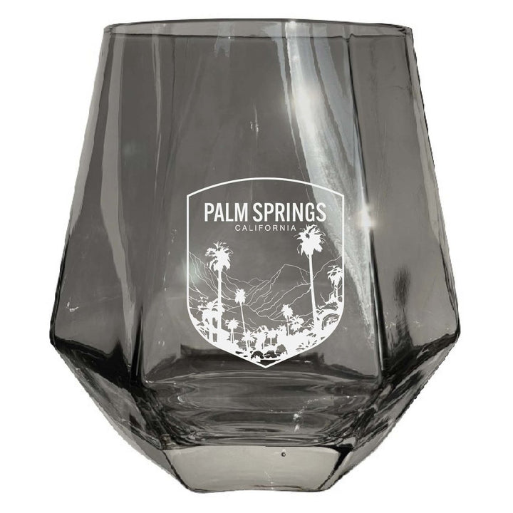 Palm Springs California Souvenir Stemless Diamond Wine Glass Engraved 15 oz Image 1