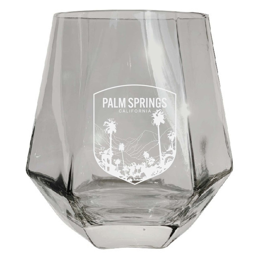 Palm Springs California Souvenir Stemless Diamond Wine Glass Engraved 15 oz Image 3