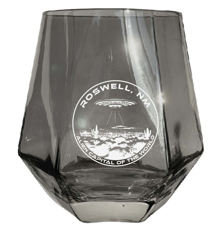 Roswell Mexico Souvenir Stemless Diamond Wine Glass Engraved 15 oz Image 1