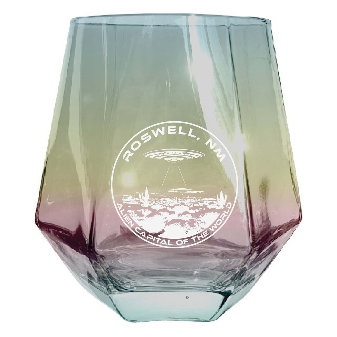 Roswell Mexico Souvenir Stemless Diamond Wine Glass Engraved 15 oz Image 3