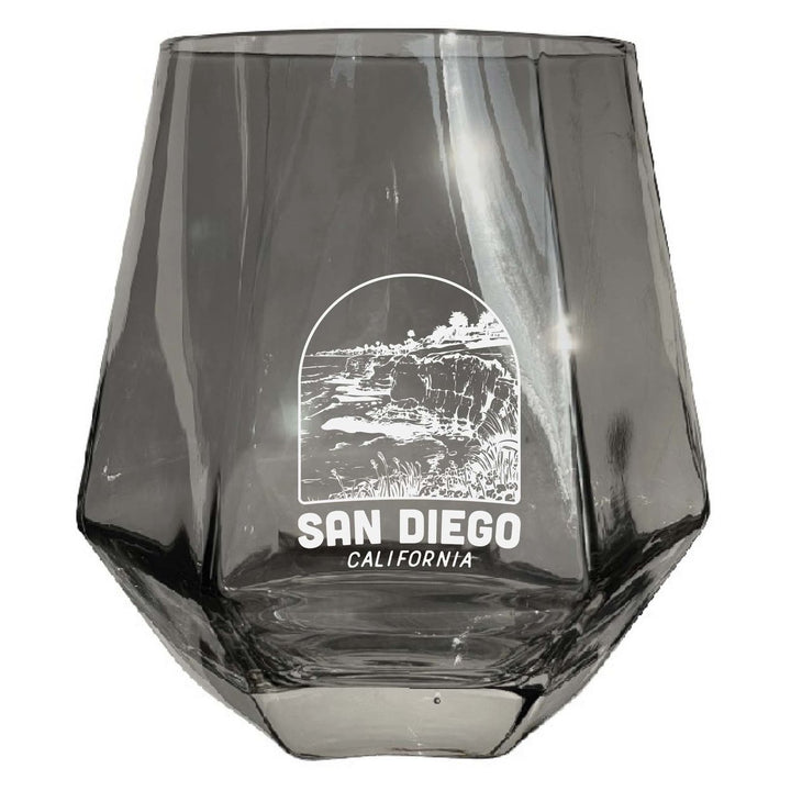 San Diego California Souvenir Stemless Diamond Wine Glass Engraved 15 oz Image 2