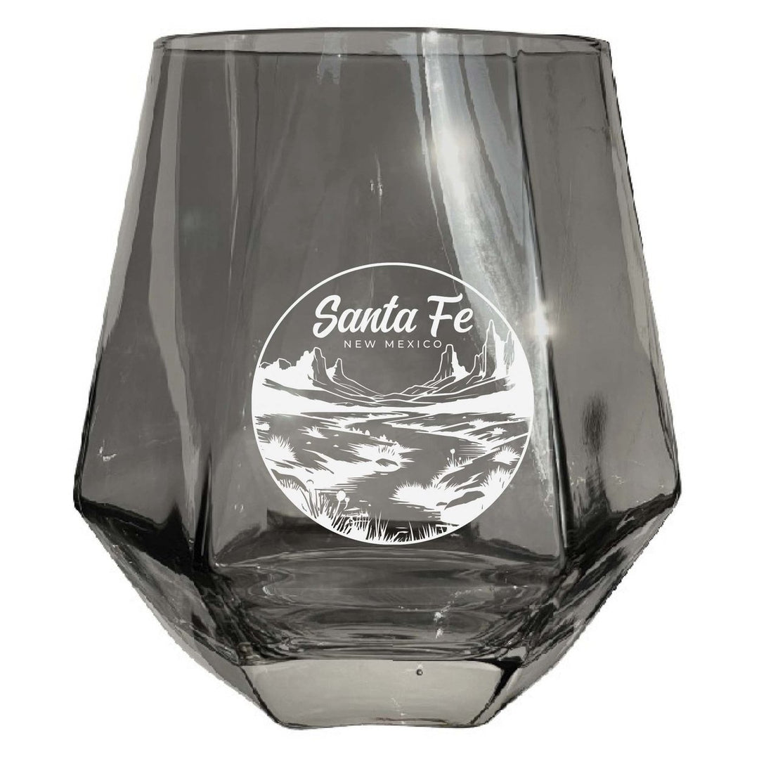 Santa Fe Mexico Souvenir Stemless Diamond Wine Glass Engraved 15 oz Image 2