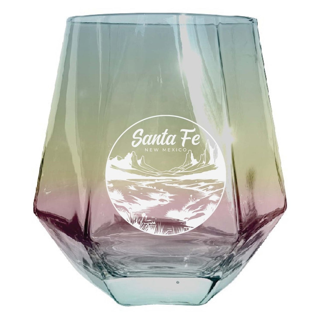 Santa Fe Mexico Souvenir Stemless Diamond Wine Glass Engraved 15 oz Image 1