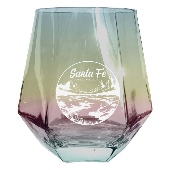 Santa Fe Mexico Souvenir Stemless Diamond Wine Glass Engraved 15 oz Image 1