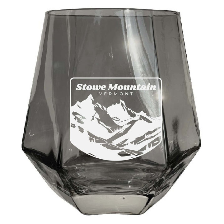 Stowe Mountain Vermont Souvenir Stemless Diamond Wine Glass Engraved 15 oz Image 3