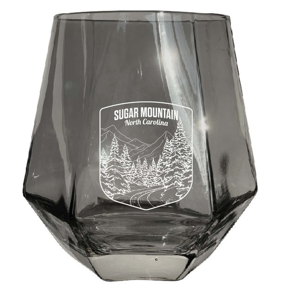 Sugar Mountain North Carolina Souvenir Stemless Diamond Wine Glass Engraved 15 oz Image 1