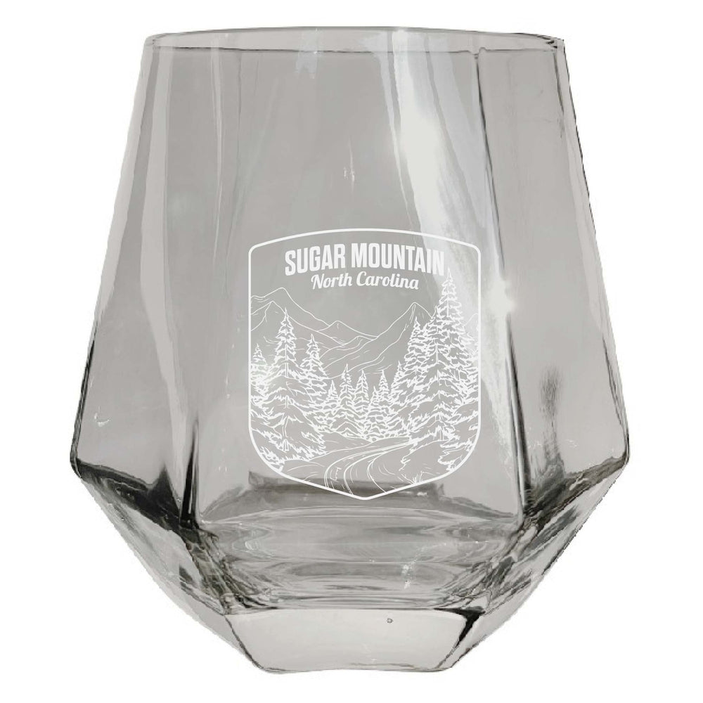 Sugar Mountain North Carolina Souvenir Stemless Diamond Wine Glass Engraved 15 oz Image 2