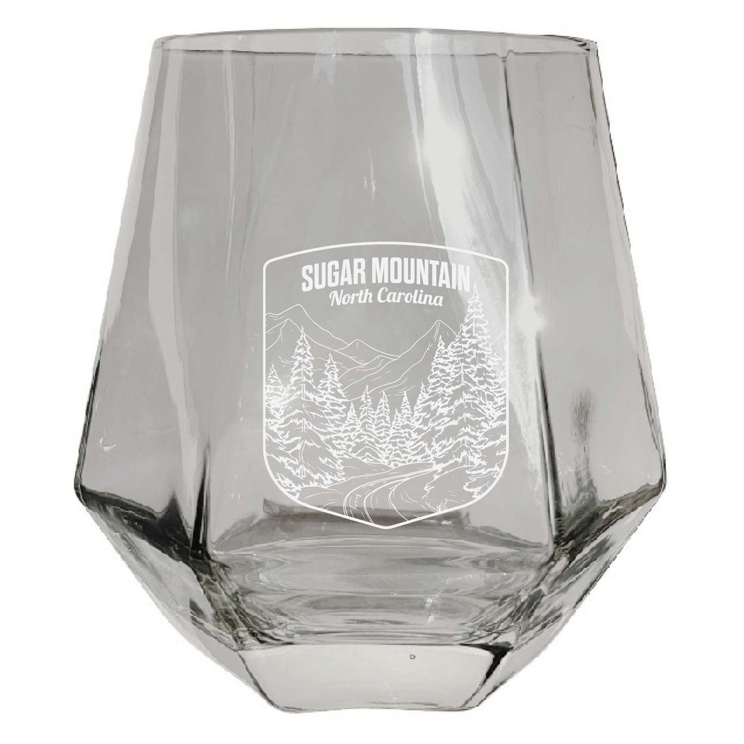 Sugar Mountain North Carolina Souvenir Stemless Diamond Wine Glass Engraved 15 oz Image 1