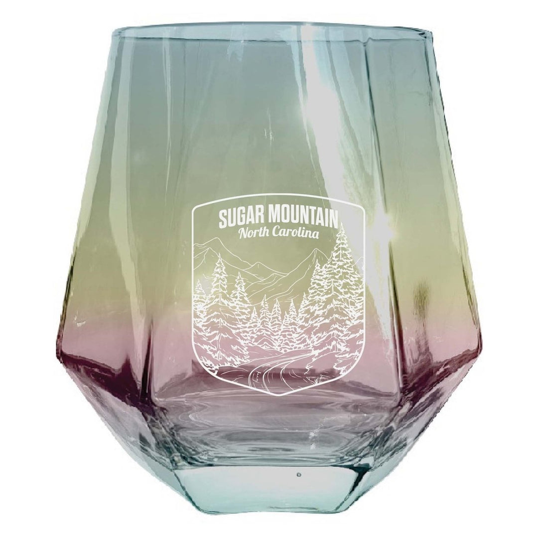 Sugar Mountain North Carolina Souvenir Stemless Diamond Wine Glass Engraved 15 oz Image 1