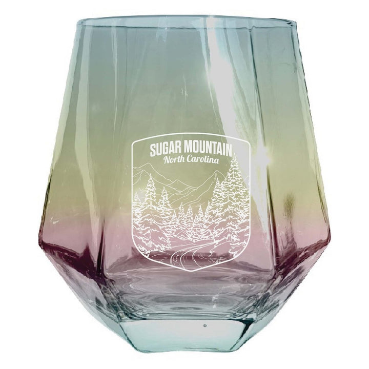 Sugar Mountain North Carolina Souvenir Stemless Diamond Wine Glass Engraved 15 oz Image 1