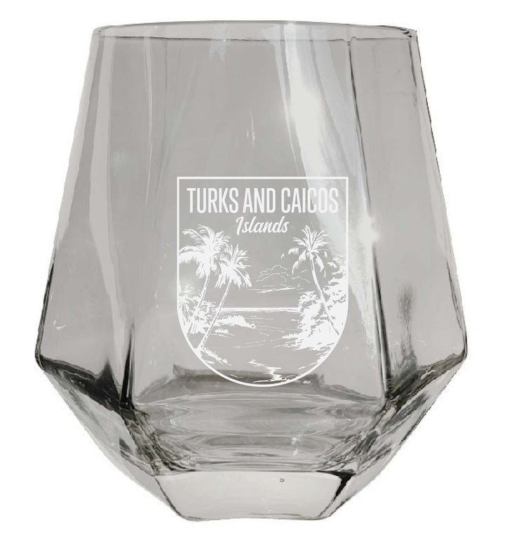 Turks and Caicos Islands Souvenir Stemless Diamond Wine Glass Engraved 15 oz Image 1