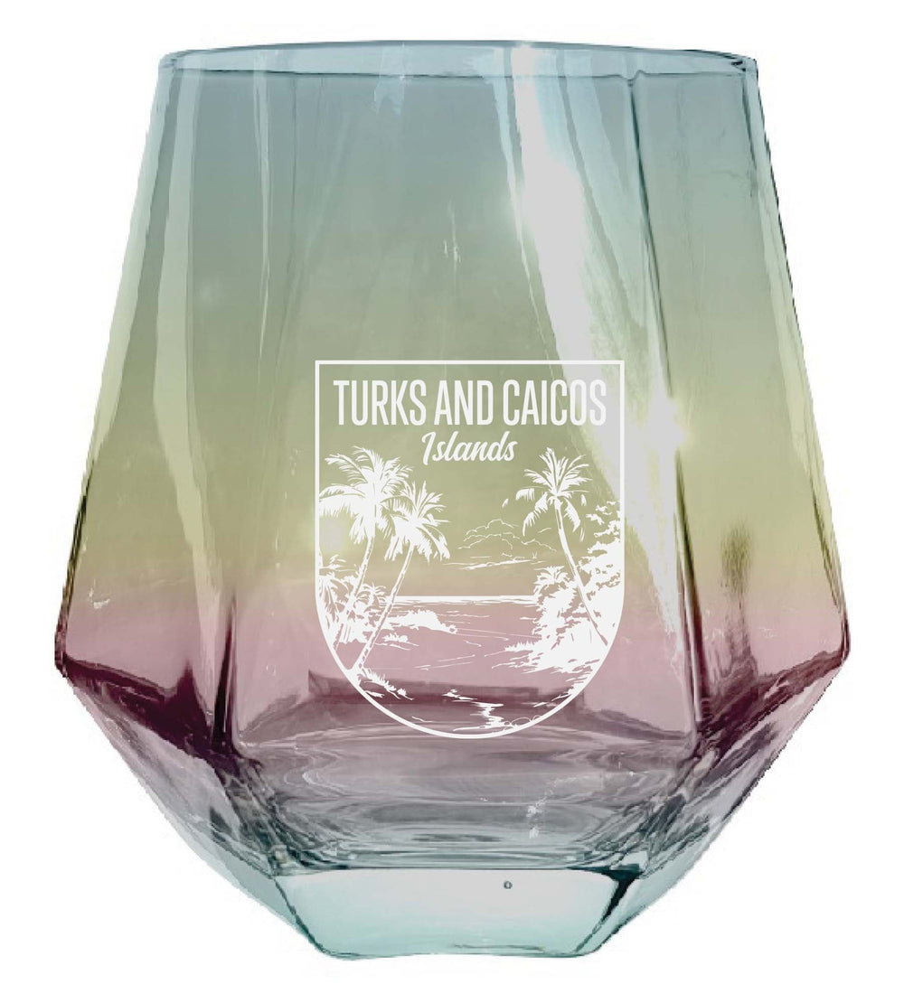 Turks and Caicos Islands Souvenir Stemless Diamond Wine Glass Engraved 15 oz Image 2