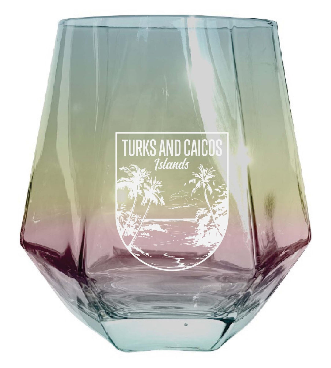 Turks and Caicos Islands Souvenir Stemless Diamond Wine Glass Engraved 15 oz Image 1