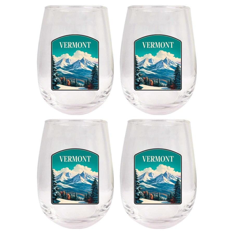 Vermont Design A Souvenir 15 oz Stemless Wine Glass 4-Pack Image 1