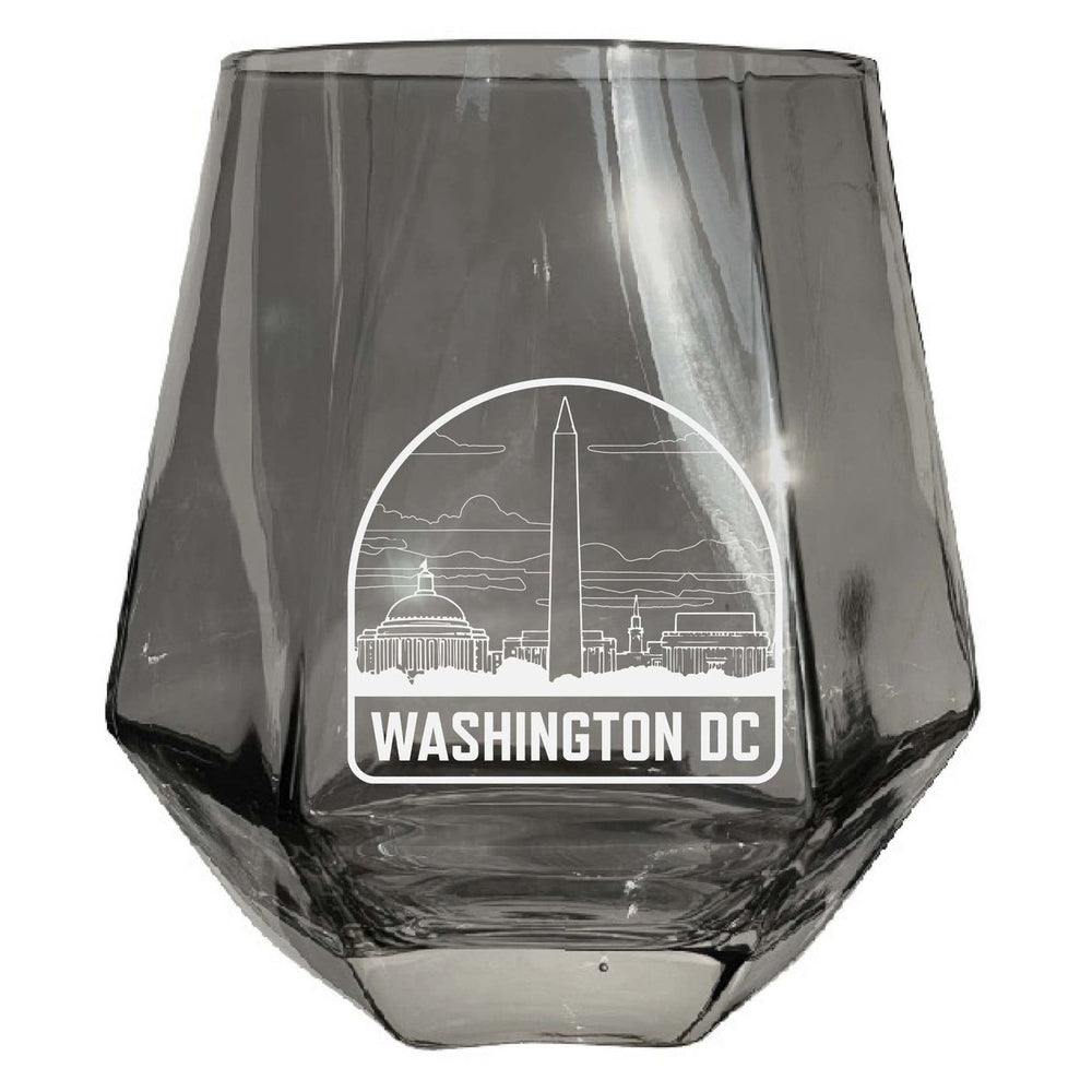 Washington DC Souvenir Stemless Diamond Wine Glass Engraved 15 oz Image 2