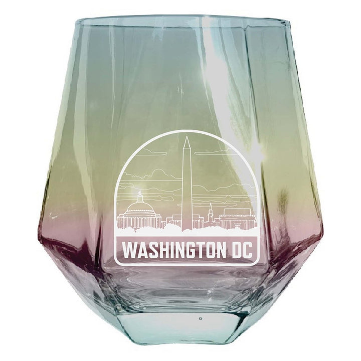 Washington DC Souvenir Stemless Diamond Wine Glass Engraved 15 oz Image 1