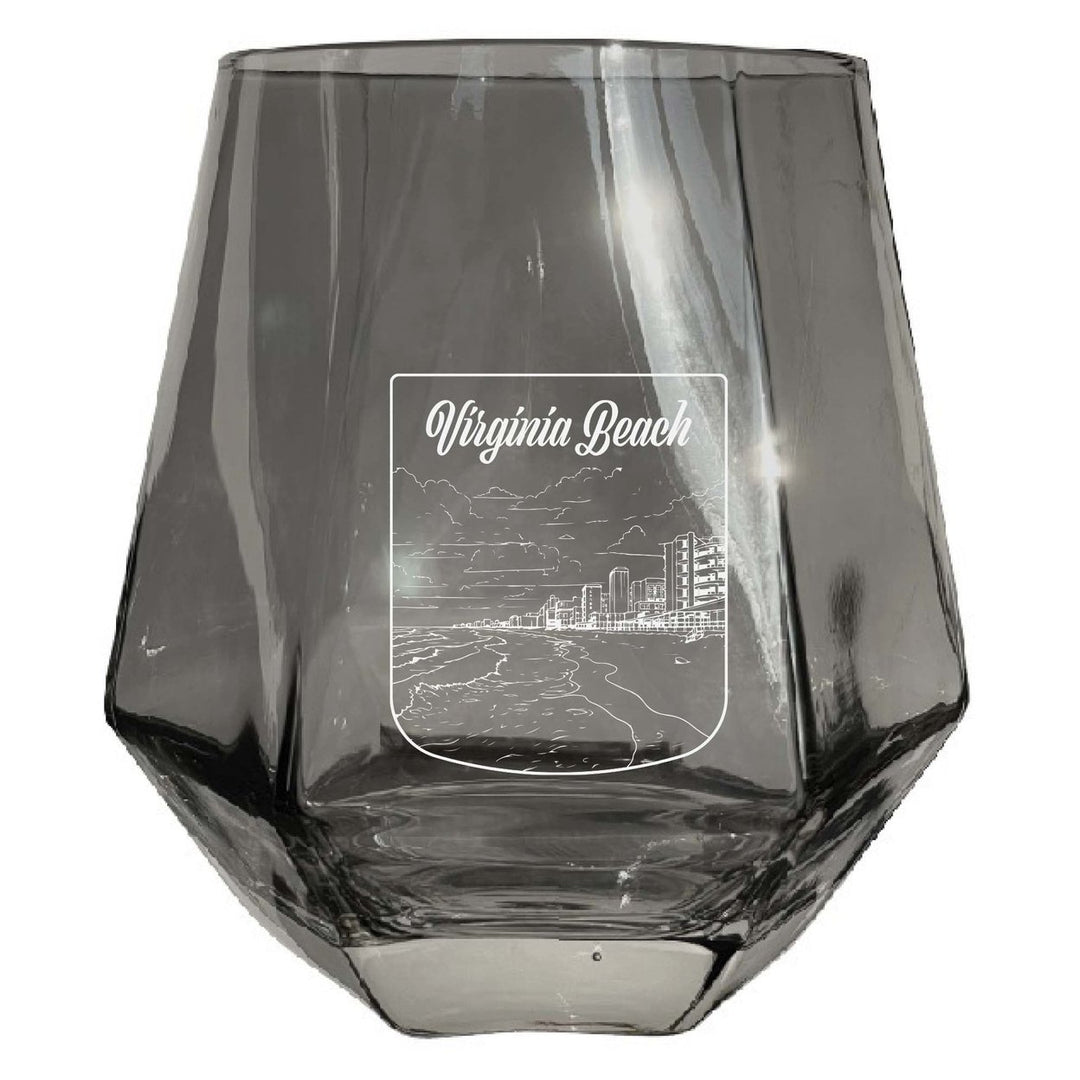 Virginia Beach Virginia Souvenir Stemless Diamond Wine Glass Engraved 15 oz Image 1