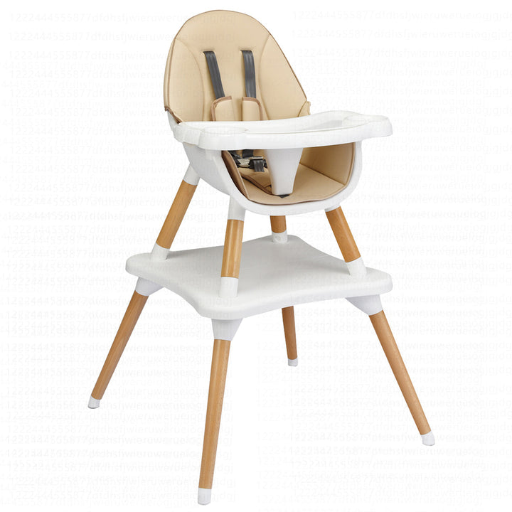 Babyjoy 5-in-1 Baby High Chair Infant Wooden Convertible Chair w/5-Point Seat Belt GrayKhaki Image 3