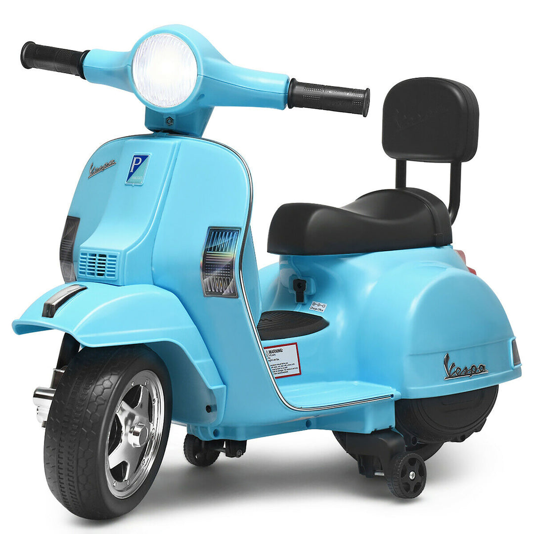 Costway 6V Kids Ride On Vespa Scooter Motorcycle for Toddler w/ Training Wheels Pink\Blue\Green\Black Image 4