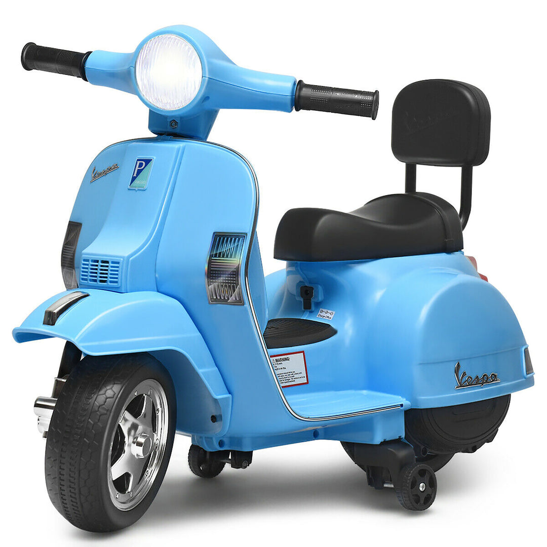 Costway 6V Kids Ride On Vespa Scooter Motorcycle for Toddler w/ Training Wheels Pink\Blue\Green\Black Image 1