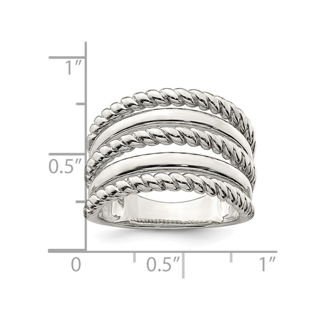Sterling Silver Polished Ring with Tri-Twist Design Image 3
