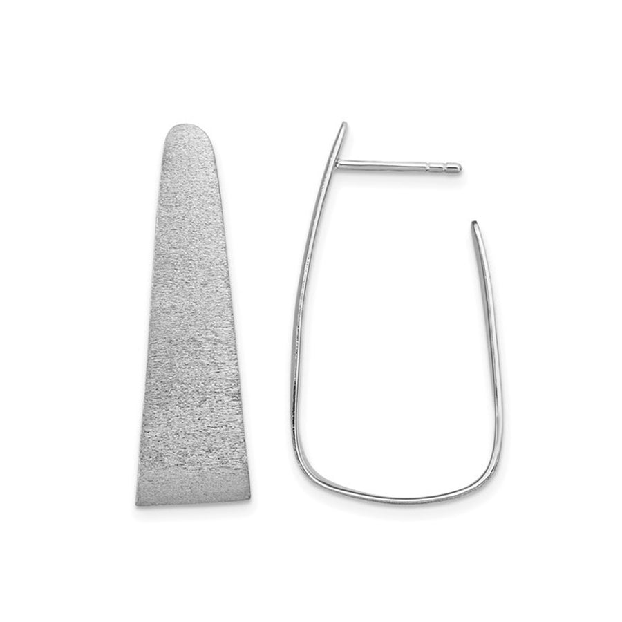Sterling Silver Sand-finish Dangle Hoop Earrings Image 1