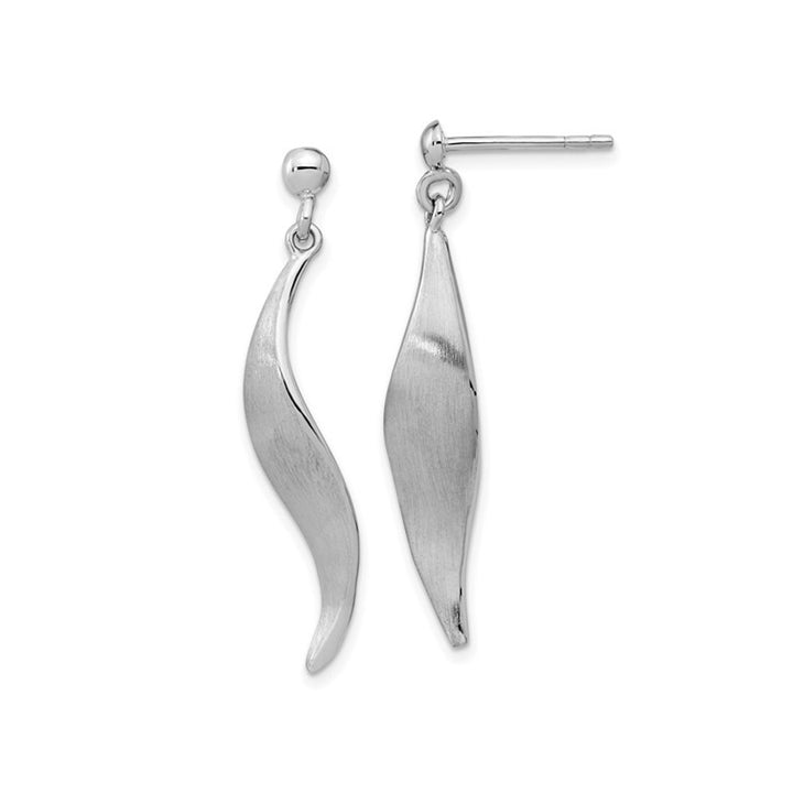 Sterling Silver Twist Dangle Brushed Earrings Image 1