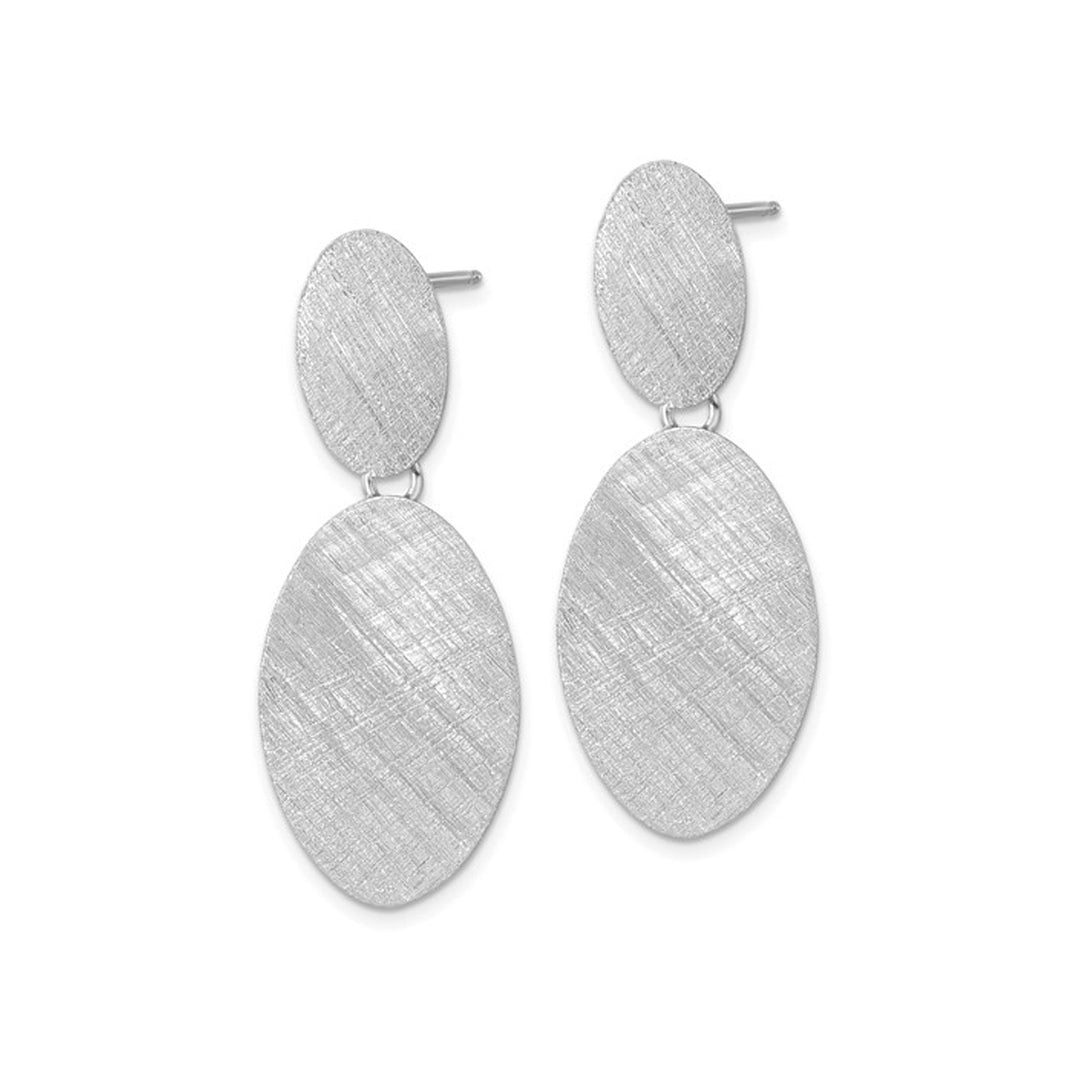 Sterling Silver Dangle Drop Brushed Ovals Earrings Image 3