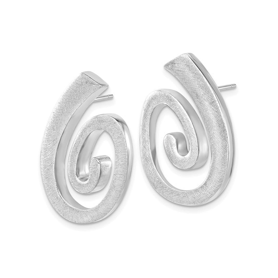 Sterling Silver Textured Swirl Post Dangle Earrings Image 3