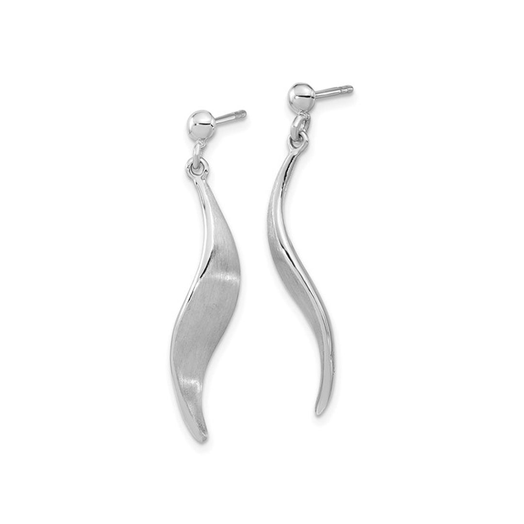 Sterling Silver Twist Dangle Brushed Earrings Image 3