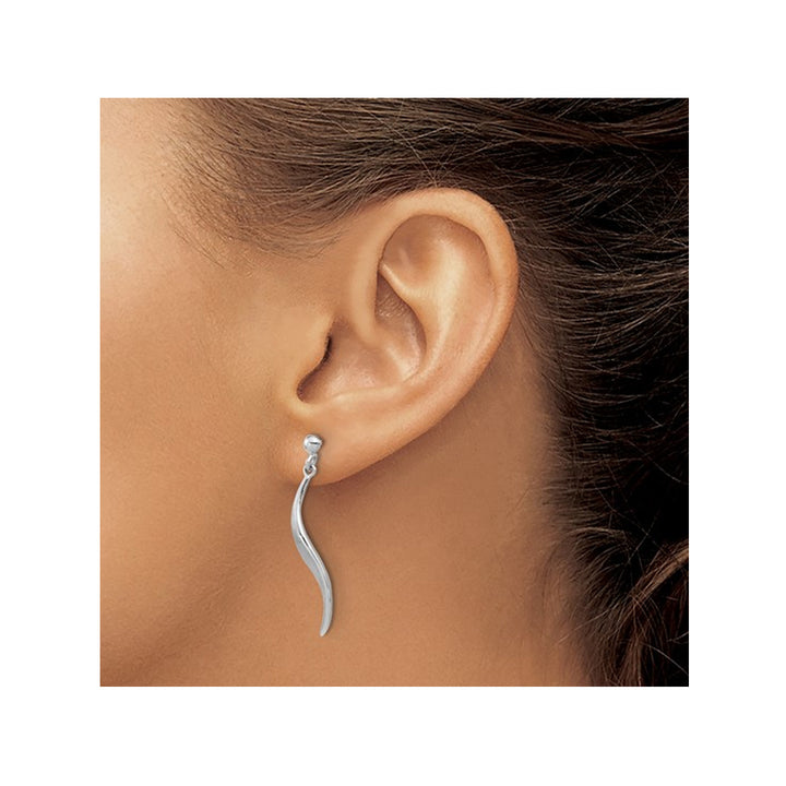 Sterling Silver Twist Dangle Brushed Earrings Image 4