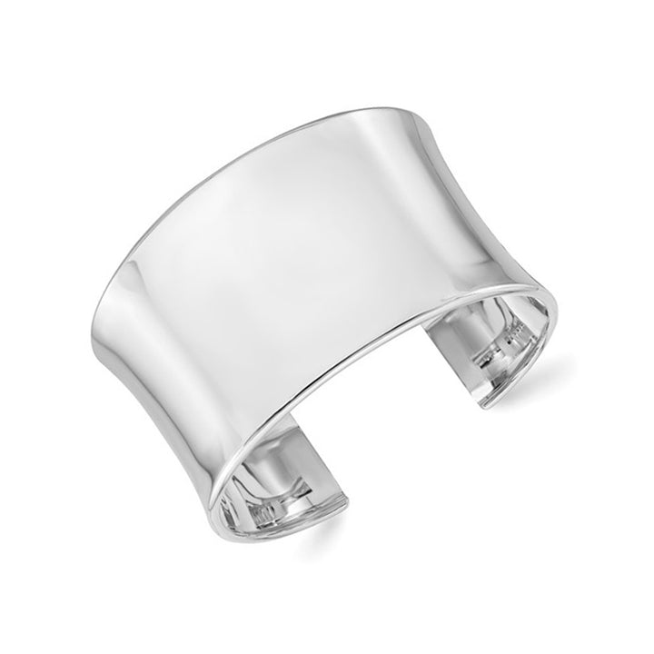 Sterling Silver Wide Polished Slip-On Cuff Bangle Bracelet Image 1