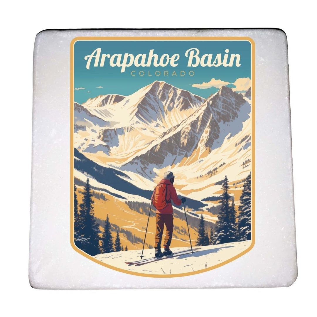 Arapahoe Basin Design A Souvenir 4x4-Inch Coaster Marble 4 Pack Image 1