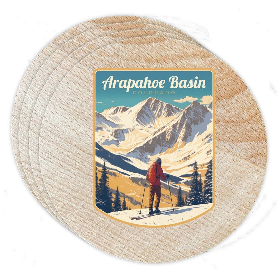 Arapahoe Basin Design A Souvenir Coaster Wooden 3.5 x 3.5-Inch 4 Pack Image 1