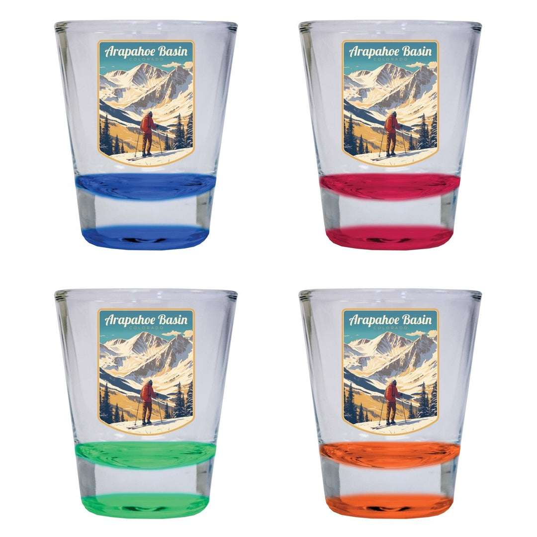 Arapahoe Basin Design A Souvenir 2 Ounce Shot Glass Round 4-Pack Multicolor Image 1