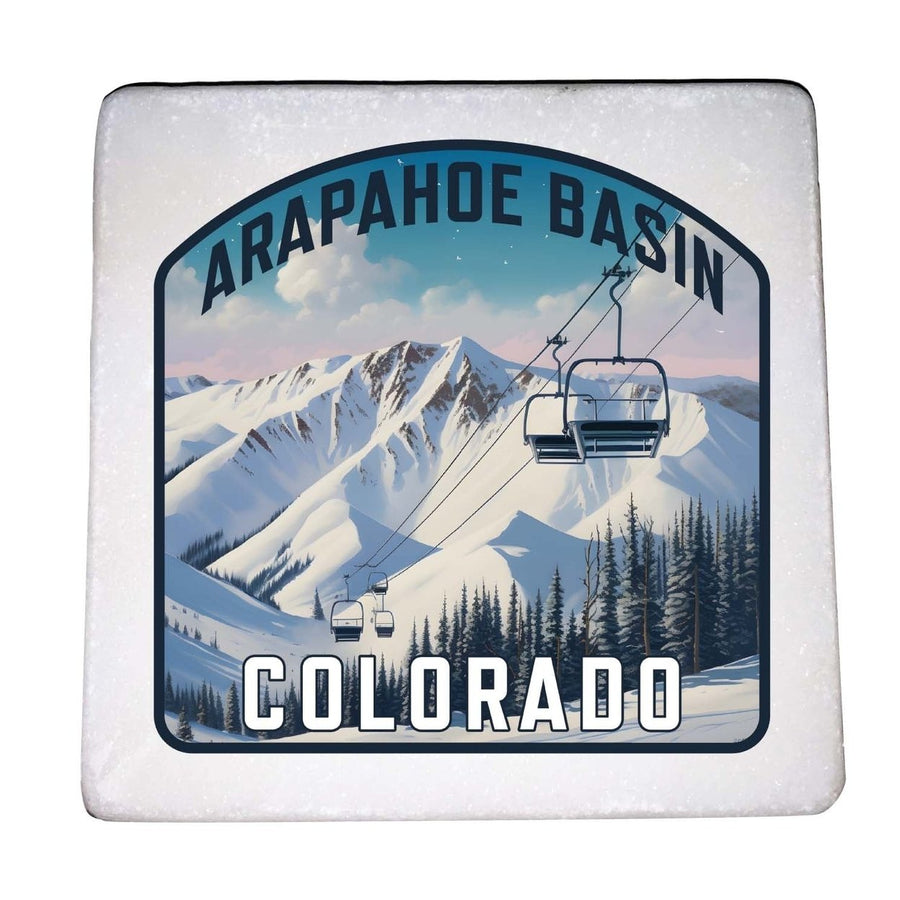 Arapahoe Basin Design B Souvenir 4x4-Inch Coaster Marble 4 Pack Image 1