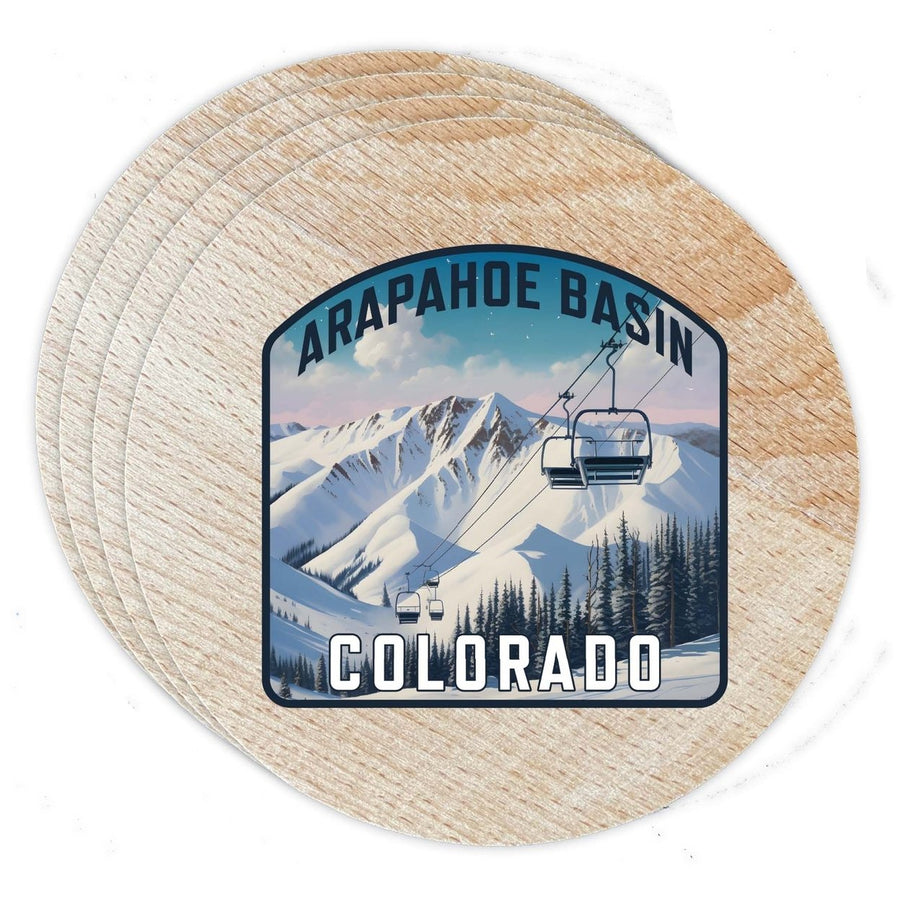 Arapahoe Basin Design B Souvenir Coaster Wooden 3.5 x 3.5-Inch 4 Pack Image 1