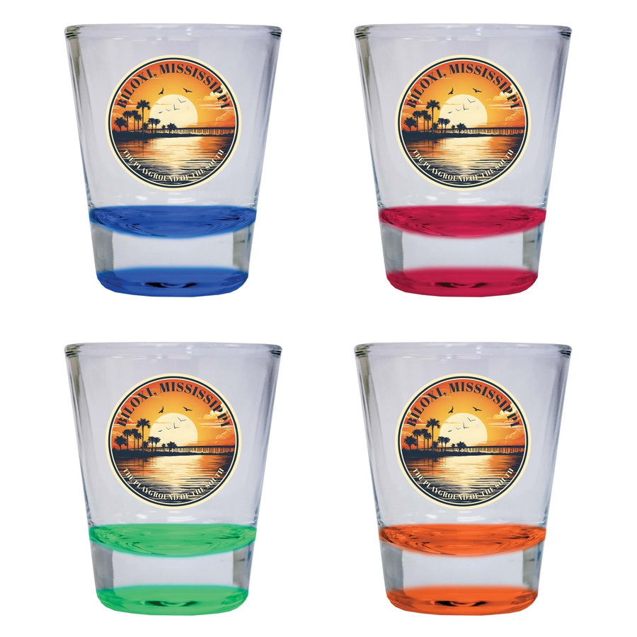 Biloxi Mississippi Design A Souvenir 2 Ounce Shot Glass Round 4-Pack Multicolor Image 1